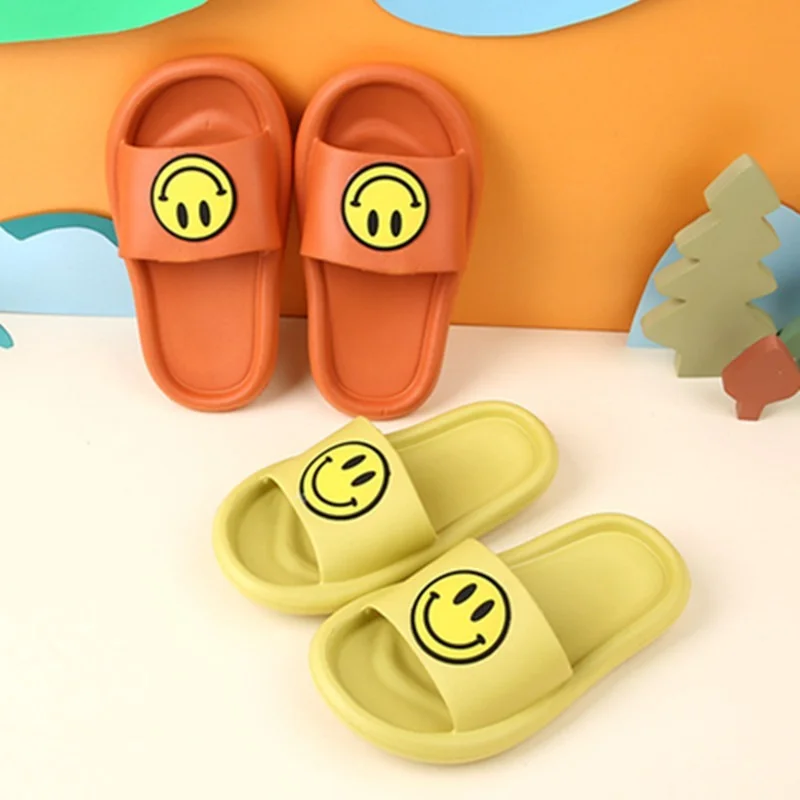 Child Slippers Soft Bottom Non Slip Slippers Smiling Face Summer
