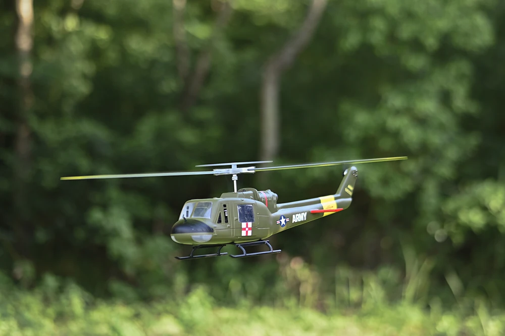플라이 윙 UH-1 V4 업그레이드 470 클래스 6채널 브러시리스 모터 GPS 고정점 고도 유지 스케일 RC 헬리콥터 (H1 PRO 컨트롤러 포함)
