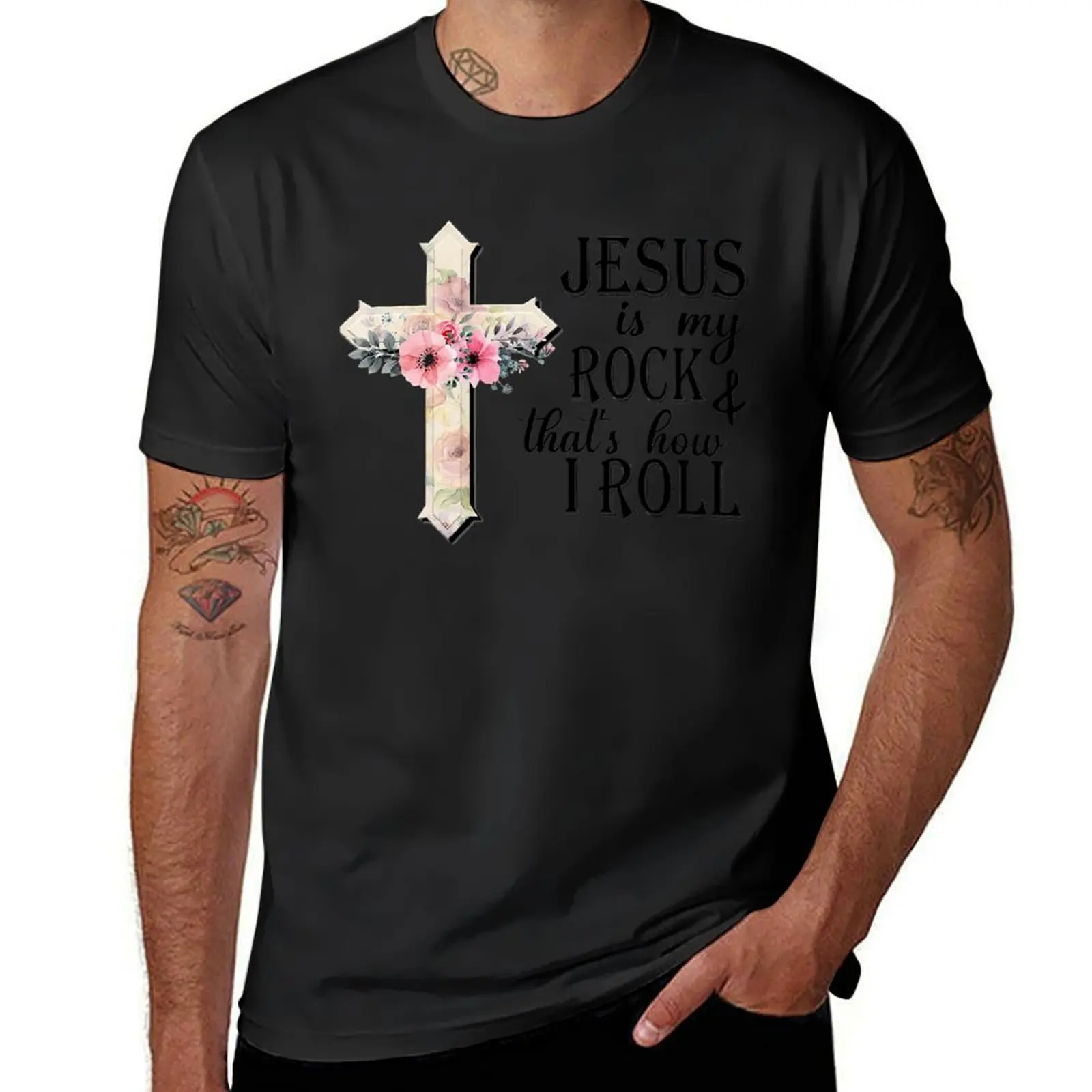 Jesus Is My Rock And That’s How I Roll T-Shirt plus sizes summer top shirts graphic tees sweat mens graphic t-shirts hip hop