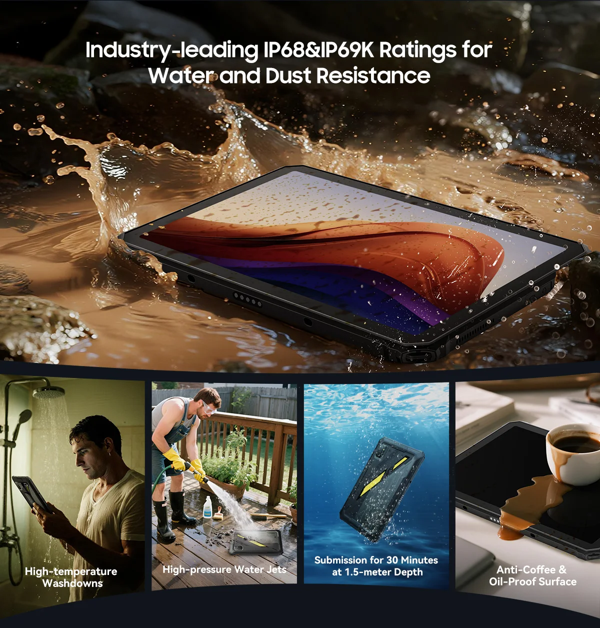 BlackView Active 7 [Ohne EU-Ladegerät] 11'' Robustes Tablet 24GB(8+16)+128GB Nachtversion IPS 120Hz 10000mAh 45W Android 15 NFC – Detail 8