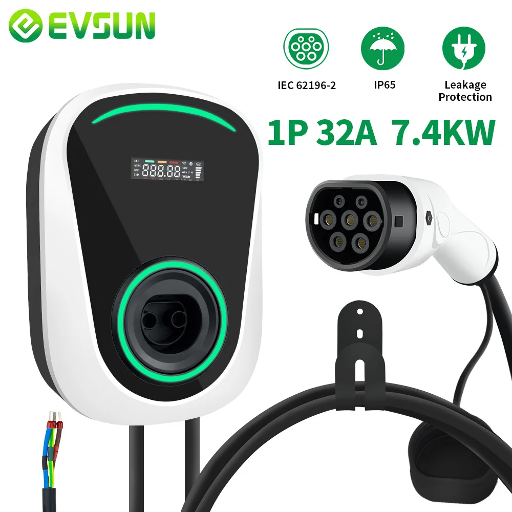 Evsun Ev Charger 32a Evse Wallbox Electric Vehicle Car Charging Station