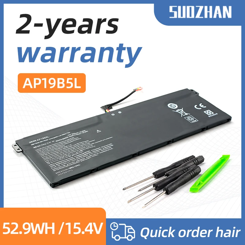 

SUOZHAN AP19B5L Battery 15.4V 3550mAh 54.6Wh For Acer Aspire 5 A515-43 Series SF314-42 Vero AV15-51 SP314-21N-R5FR Notebook