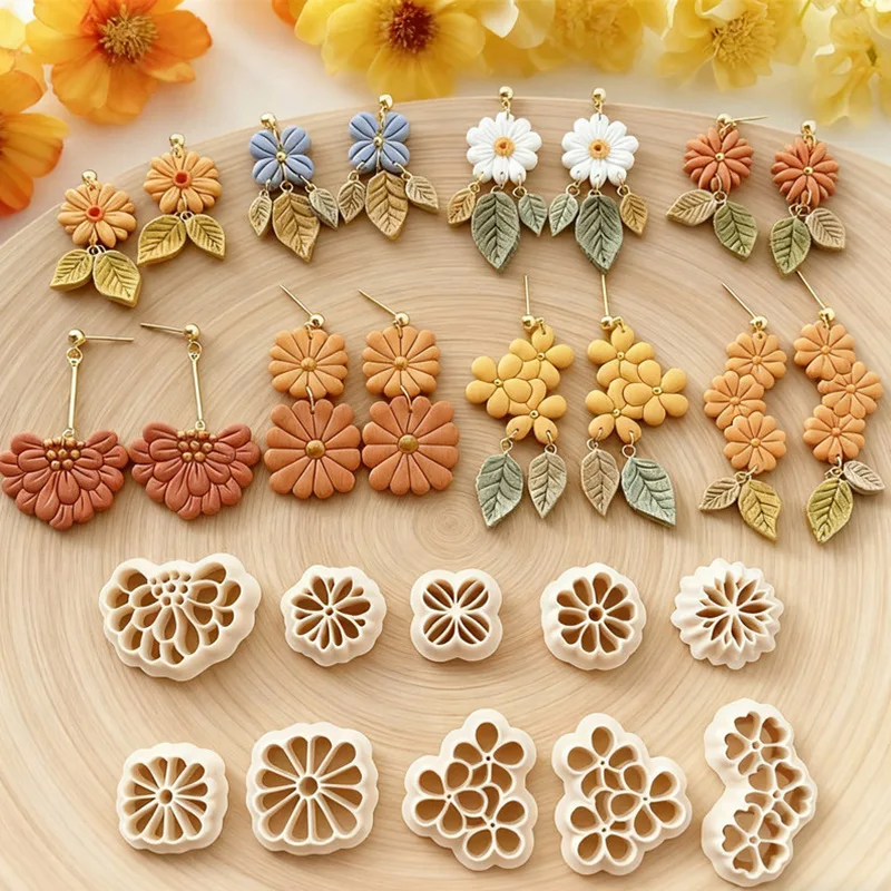 Spring Flower Polymer Clay Cutters Emboosing Floral Shaped Dangle Clay DIY Earring Jewelry Pendant Making Pottery Tools clay cutters pottery tools clay tools clay accessory