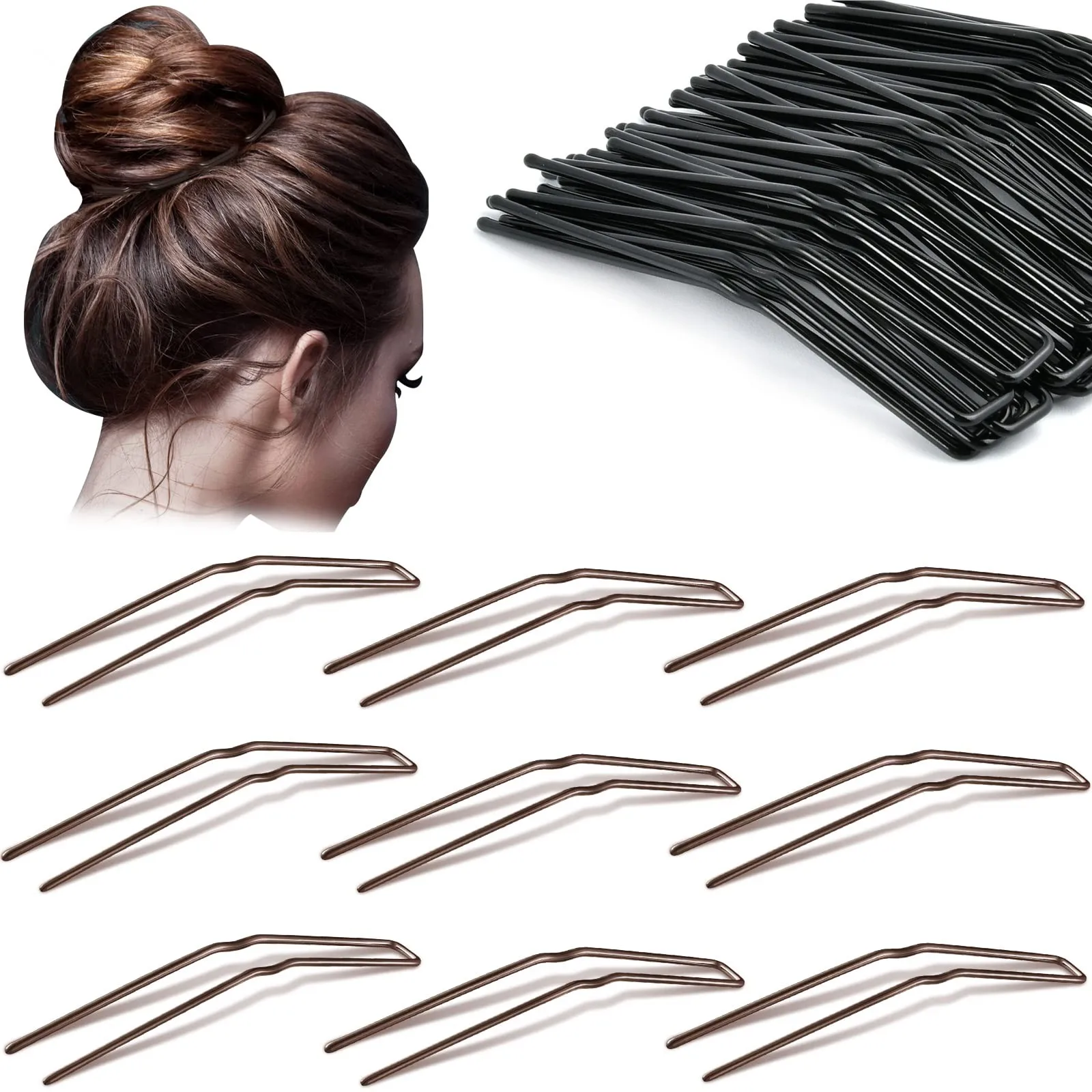 U Shaped Hair Pins Ballet Hairpins Metal Bobby Hair Styling Grips 12 PCS Hair Bun Clips for