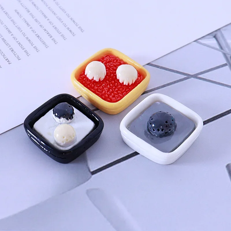 5pcs Simulated Resin Ice Cream Food And Game Accessories Phone Case Cream Glue Mini Snowball Refrigerator Sticker