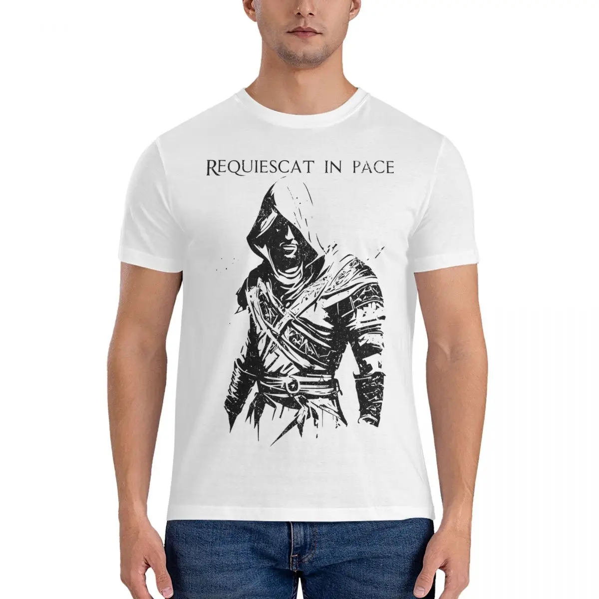 

Мужская футболка с надписью A-Assassin's Game Creed, 100% хлопок, крутая футболка с коротким рукавом и круглым вырезом