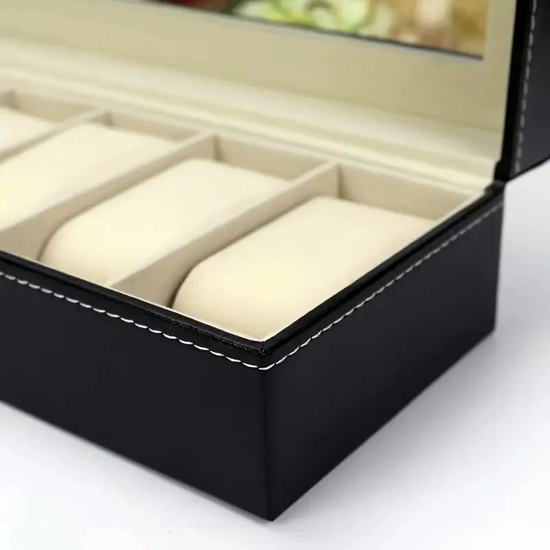 6-Digit Pu Leather Watch Box Ready-Made Jewelry Ring Box Packaging Jewelry Storage