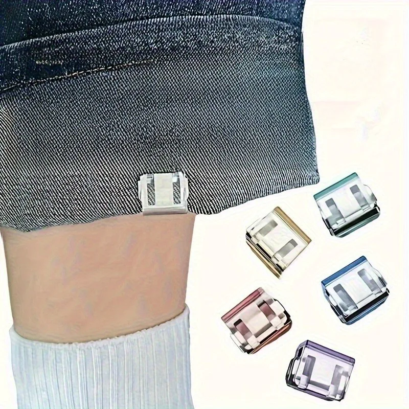 바지용 무봉제 투명 밑단 클립, 강력한 그립 재사용 가능한 커프스 짧게 조절 클립, 바지 다리 흘러내림 방지 조절기