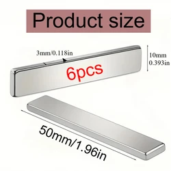 Versatile Strong Rectangular Magnet (50x10x3mm - 6pcs)