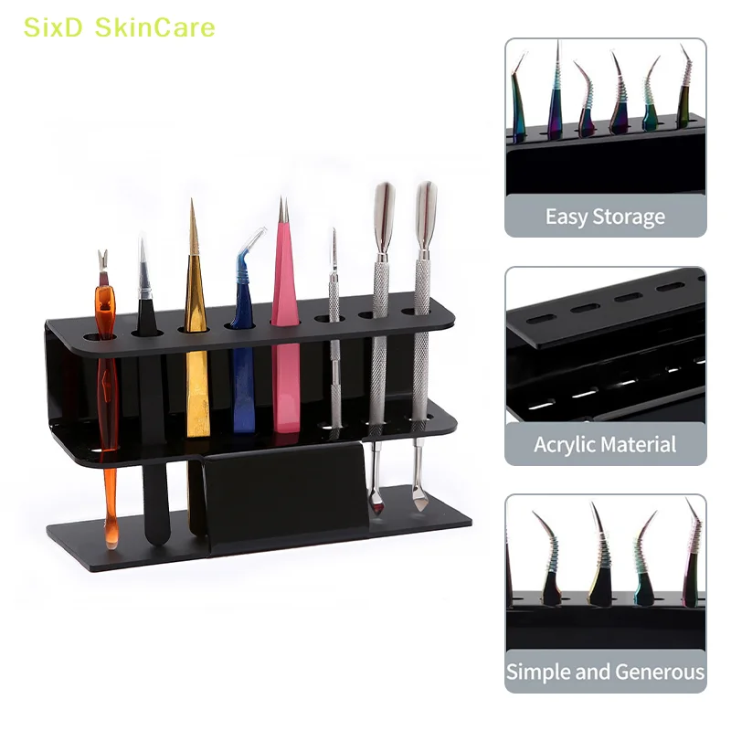 

Eyelash Tweezers Storage Holder Stand 8 Holes Convenient Tweezers Stand Shelf Hold Eyelash Extension Tattoo Makeup Tool Acrylic