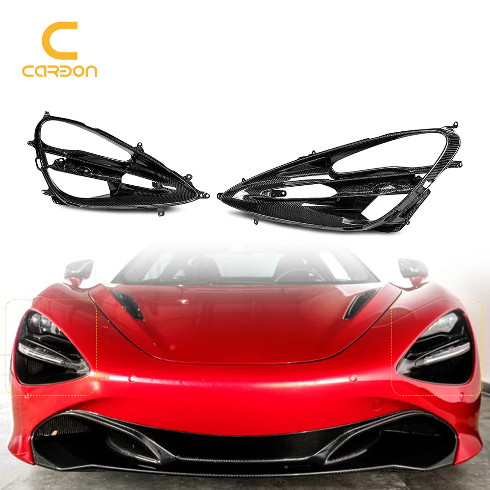 

Headlight Cover Trim Dry Carbon Fiber Car Front Head Light Lamp Cover Lid For McLaren 720s