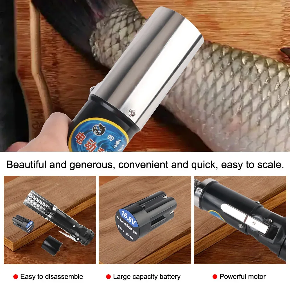 120W Electric Fish Descaler-IPX4 Waterproof Scale Remover with Stainless Blades & Splash Guard for Seafood Shops/Home Kitchen