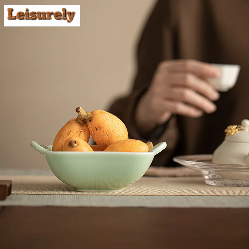 Auspicious Clouds Double Ear Fruit Dishes Vintage Pastry Plate Dry Fruit Serving Tray Household Plates For Food Tableware Gift