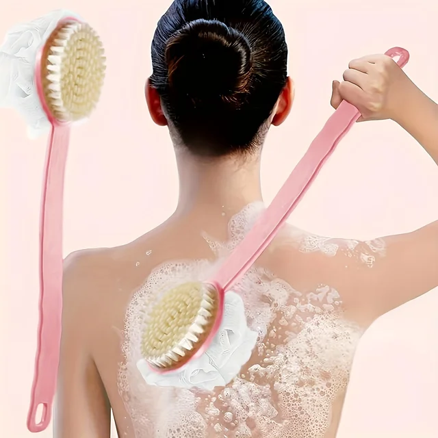 Soft Body Scrubber Shower Scrubs With Long Handle Bath Brush Exfoliator Skin Massager 1
