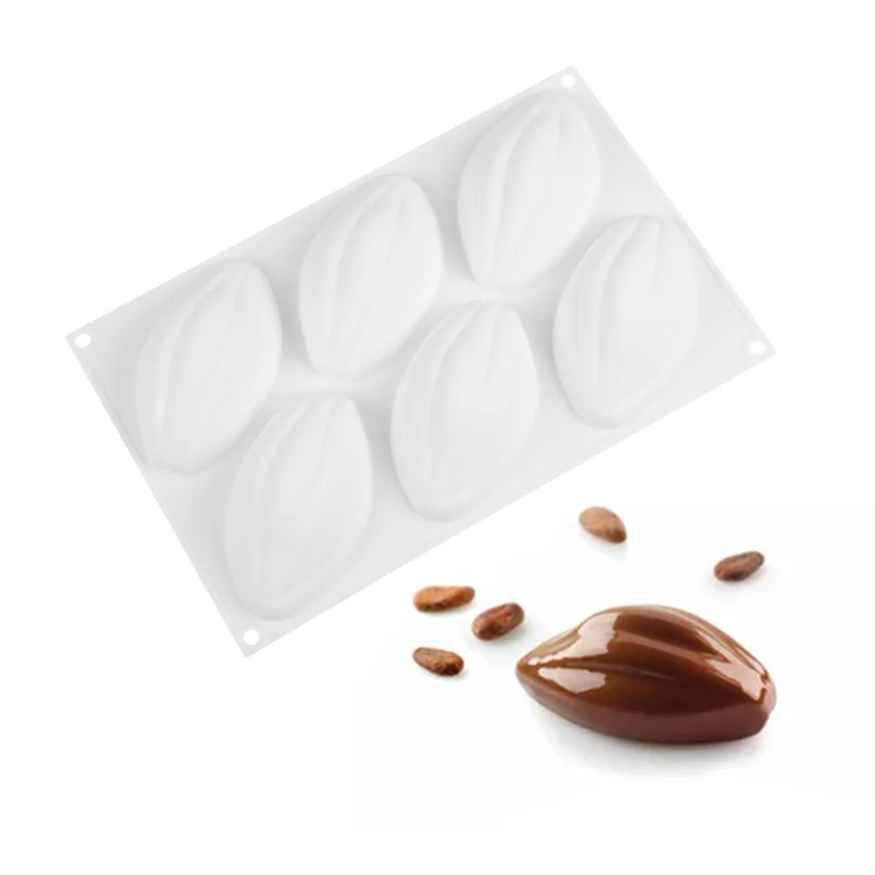 

6 Cavity Apricot Kernels Silicone Cake Mold for Chocolate Mousse Jelly Pudding Pastry Dessert Bread Bakeware Decorating Tools