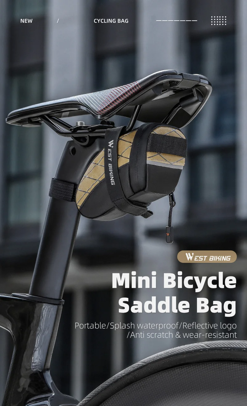 WEST BIKING Mini-Fahrradsatteltasche 0,3L Wasserabweisend Reflektierend Kleine Werkzeugtasche Hecktasche für MTB Rennrad Zubehör – Detail 1