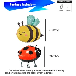 Cheerful Bee and Ladybug Balloon Set (4 Pack) - Vibrant Bee and Ladybug Decorations - 32inch (CY8057bee ladybug)