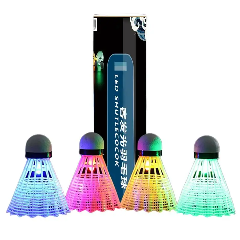 LED Badminton Shuttlecocks Cool Creative Glowing Nylon Badminton Colorful Night Lighting High elasticity 4pcs