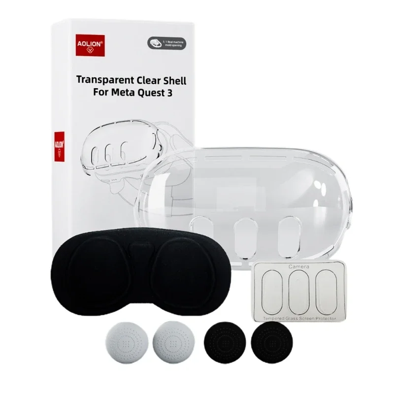 

Headset Protections Set for Meta Quest 3 Protective Lens Cover with Front Housing Protectvie Film & Joystick Cap