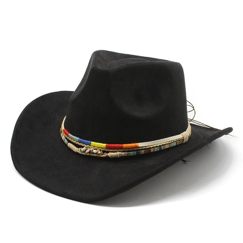 6-Color Women'S Denim Hat Men'S New Retro Jazz Classic Suede Denim Hat Wide Edge Western Wide Edge Sun