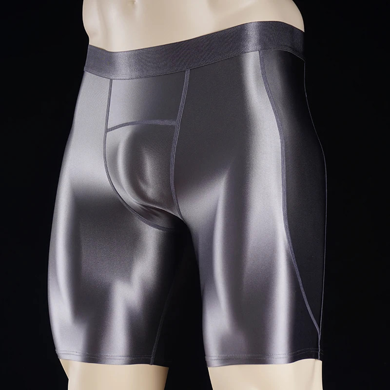 Shiny Glossy Sexy Men Bodybuilding Shorts Fitness Compression Leggings Workout Tights Breathable Quick Drying Sports Shorts