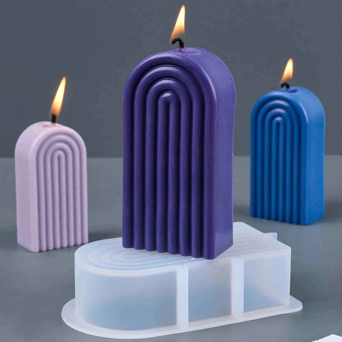 Silicone Mold Silicone Candle Mold Aromatherapy Candle Mold Silicone Candle Molds Candle Mold Rainbow Arch Candle Silicone Mold DIY Handmade Geometry Scented Candles Soap Plaster Resin Craft Casting Home Dec Supplies