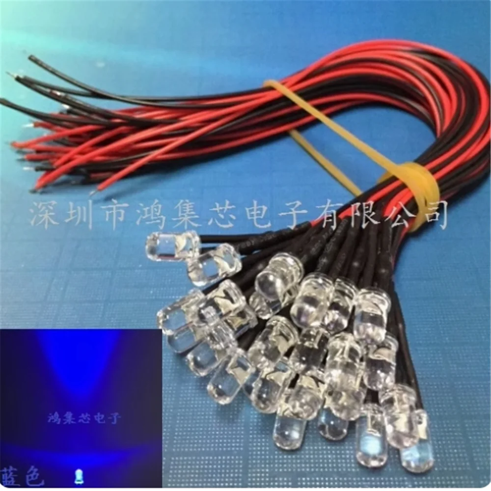매우 밝은 빨간색 LED 램프 비드 LED 라인 길이 20cm, 라인 5mm, 흰색..