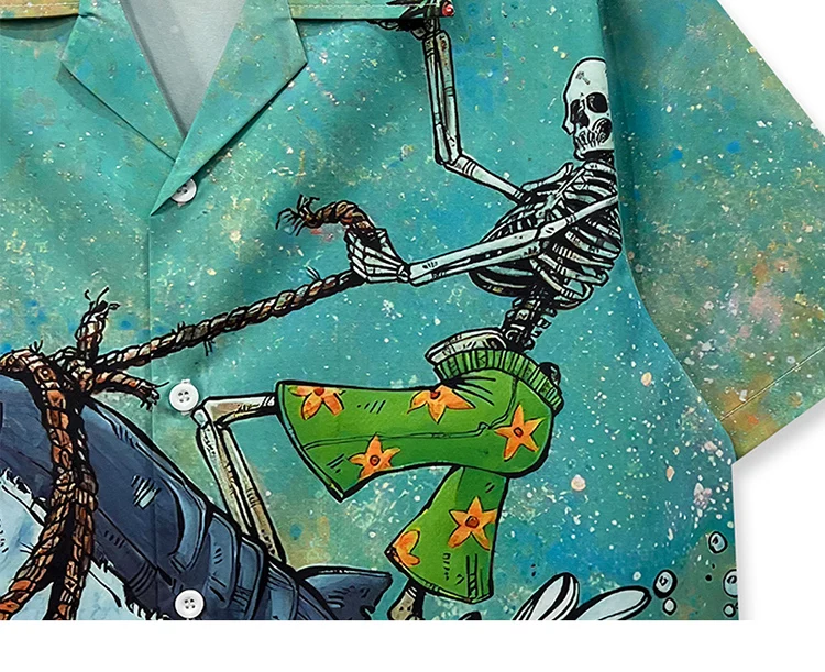 Skeleton Riding Shark Graphic Shirt S9be8a988bbc24c3ab549ba039fee2b31C