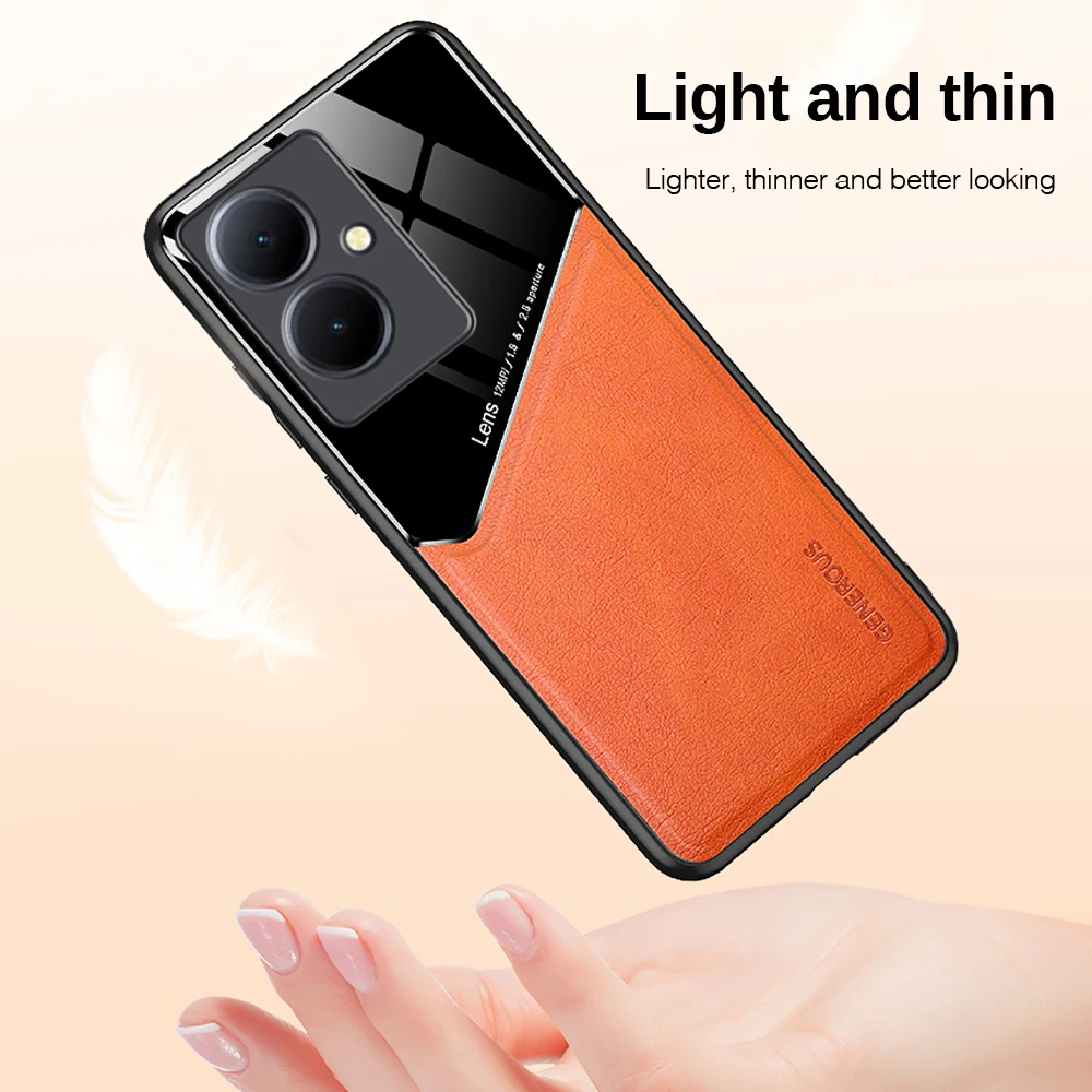 Leather Texture Phone Case With Magnetic Holder For Vivo Phones_voghion.com