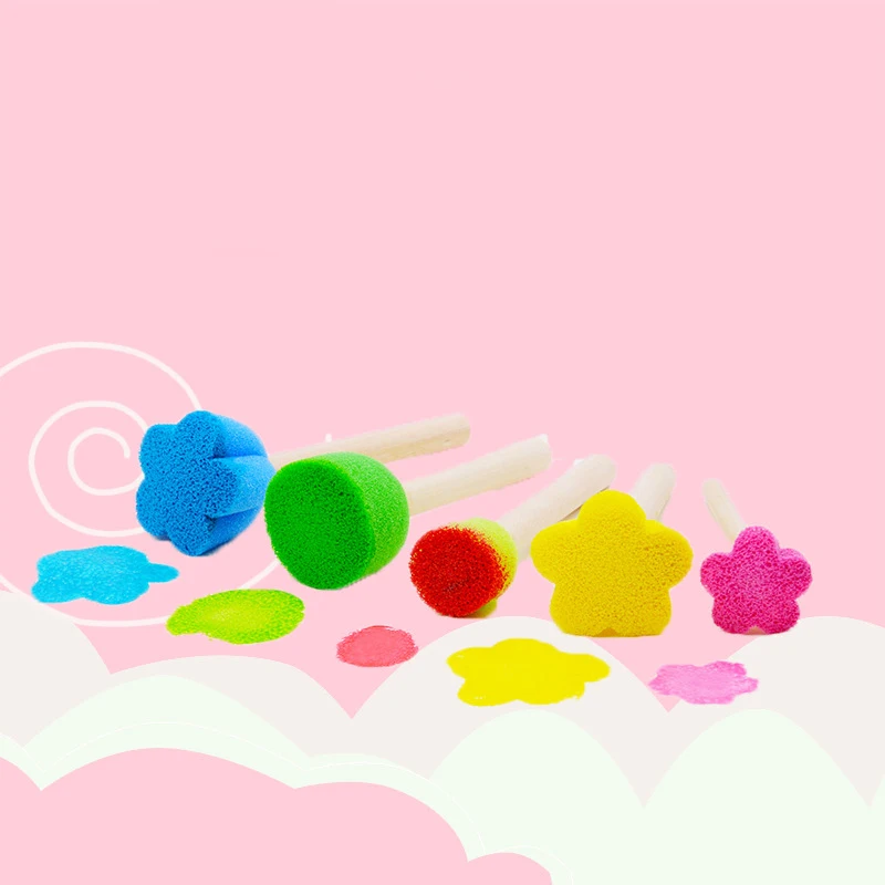 Stamp Brush Kits Kids Toddler Sponge Flower Drawing Toy for Children Paint Educational Art Craft Creativity Graffiti Early Toy
