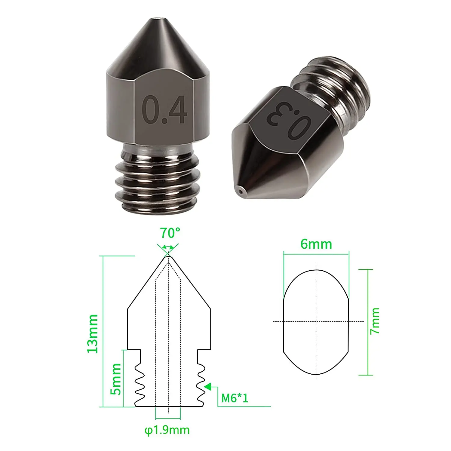 3D Printer Nozzle Creality Hardened Steel MK8 Nozzle for 3D Printers Upgraded All Metal Nozzle for Ender 3 Ender-3 pro S1 CR-10 Series