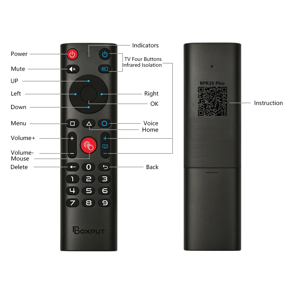 Controle Remoto sem Fio com Giroscópio Air Mouse Voice Control ir Learning Android Smart tv Box tv Stick bt Bpr3s Bpr3s Plus - Image 4