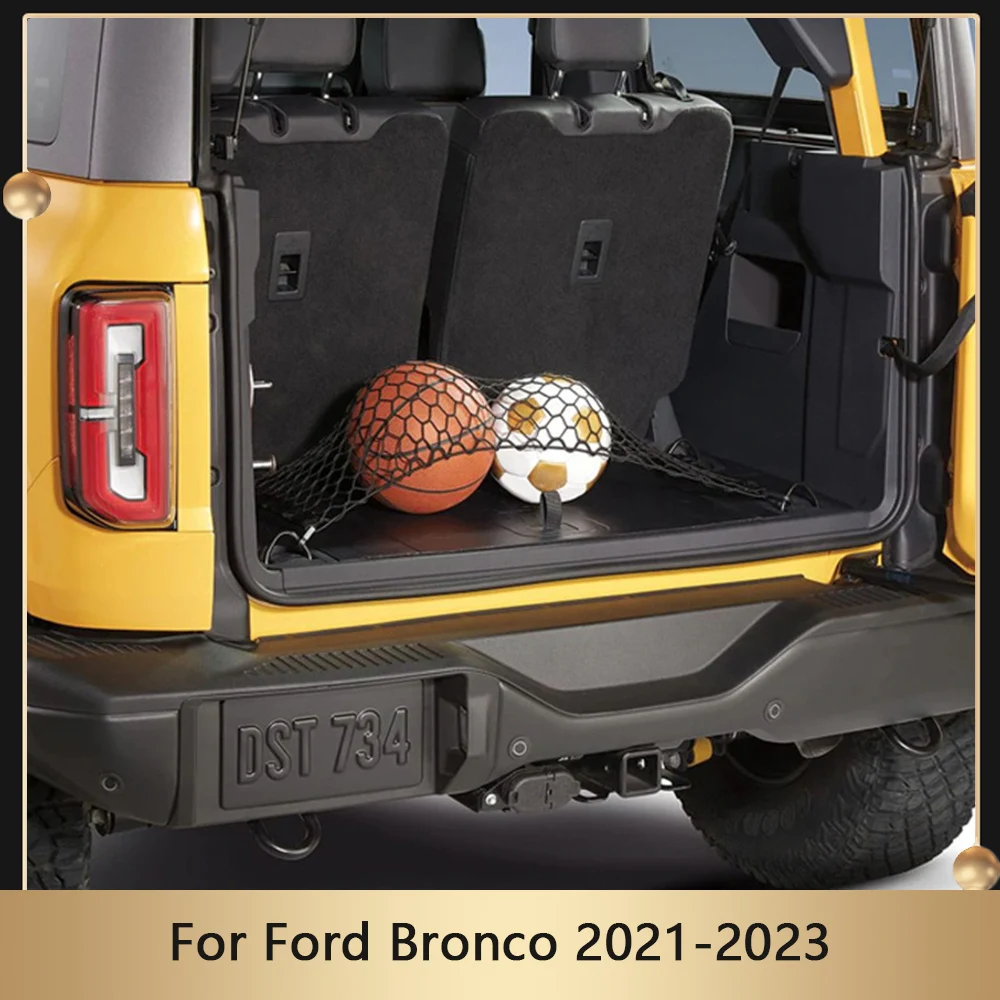 

For Ford Bronco 2021 2022 2023 Car Rear Trunk Storage Bag With Mesh Pockets 2 Door/4 Door Fixed Network Equipped Interior Parts