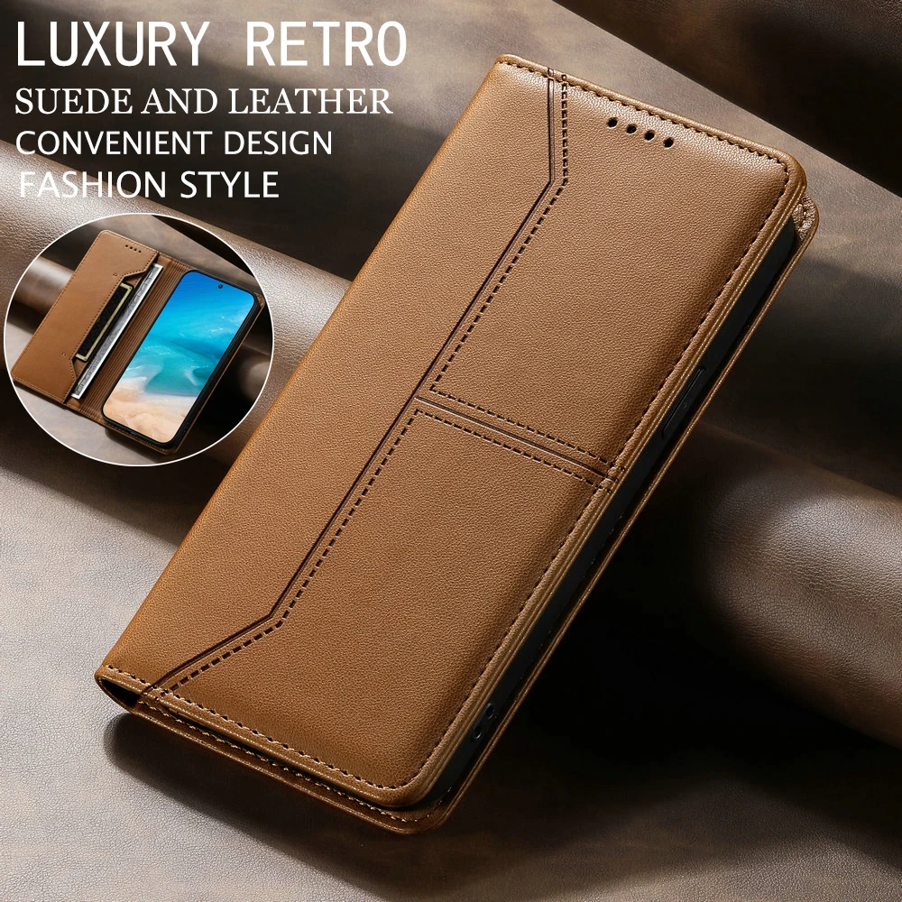 Magnetic Leather Flip Case with RFID Blocking and Wallet