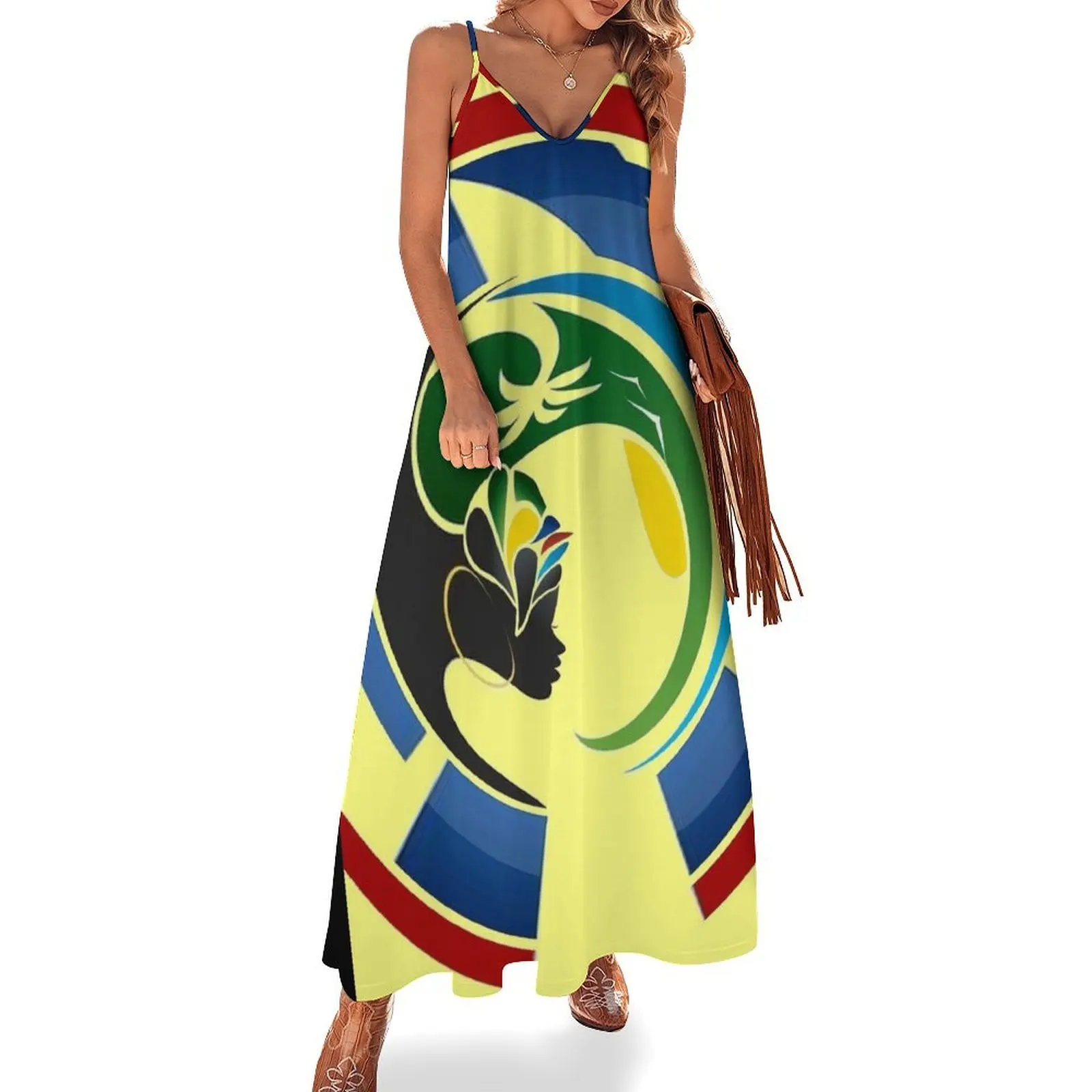 

HAITI : Ultra-modern Travel Advertising Logo Print Sleeveless Dress Elegant gowns sexy short dresses daring