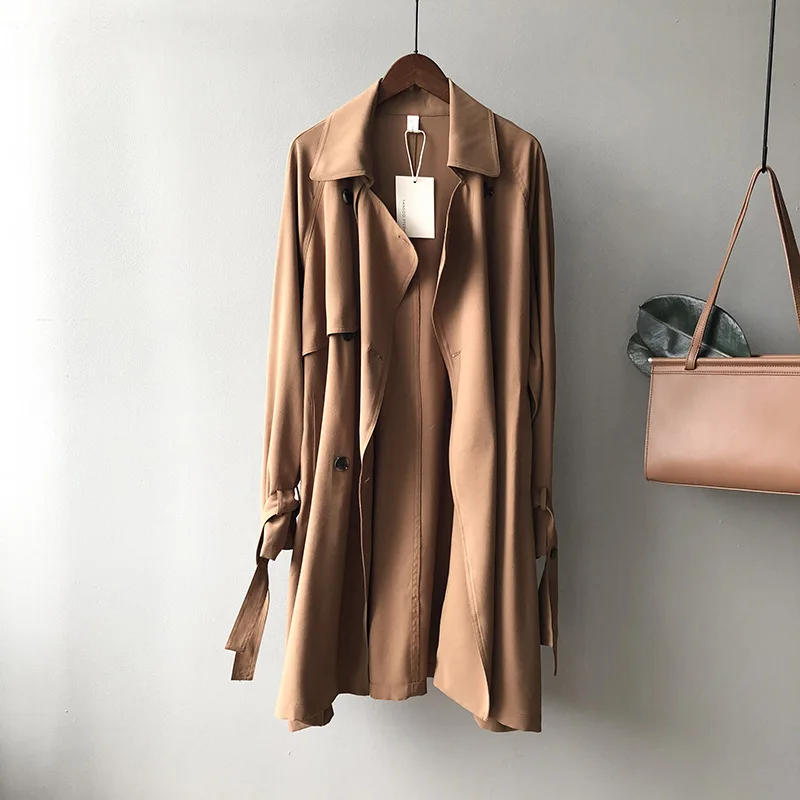 2021 Fashion Women Long Trench Coat With Belt Turn Down Collar  Women Casual Cotton Long Trench Femme Casaco Abrigo Streetwear woolrich parka Coats & Jackets