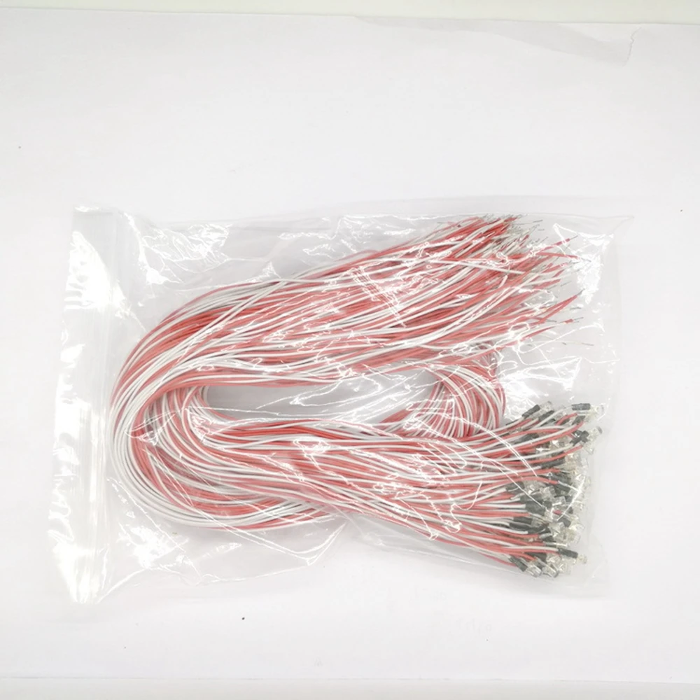50Pcs LED Lamp Wired Micro Litz Led Pre-Soldered Wired 30cm 3V Railway Model Toy DIY Light Wires Train Model Scenes Toy Light