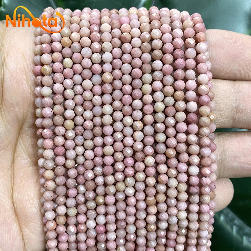 천연면 처리된 핑크 어벤츄린 라운드 비즈 15 인치 스트랜드 2mm/3mm 천연석 DIY 팔찌 목걸이 비즈, 쥬얼리 제작 용 비즈 