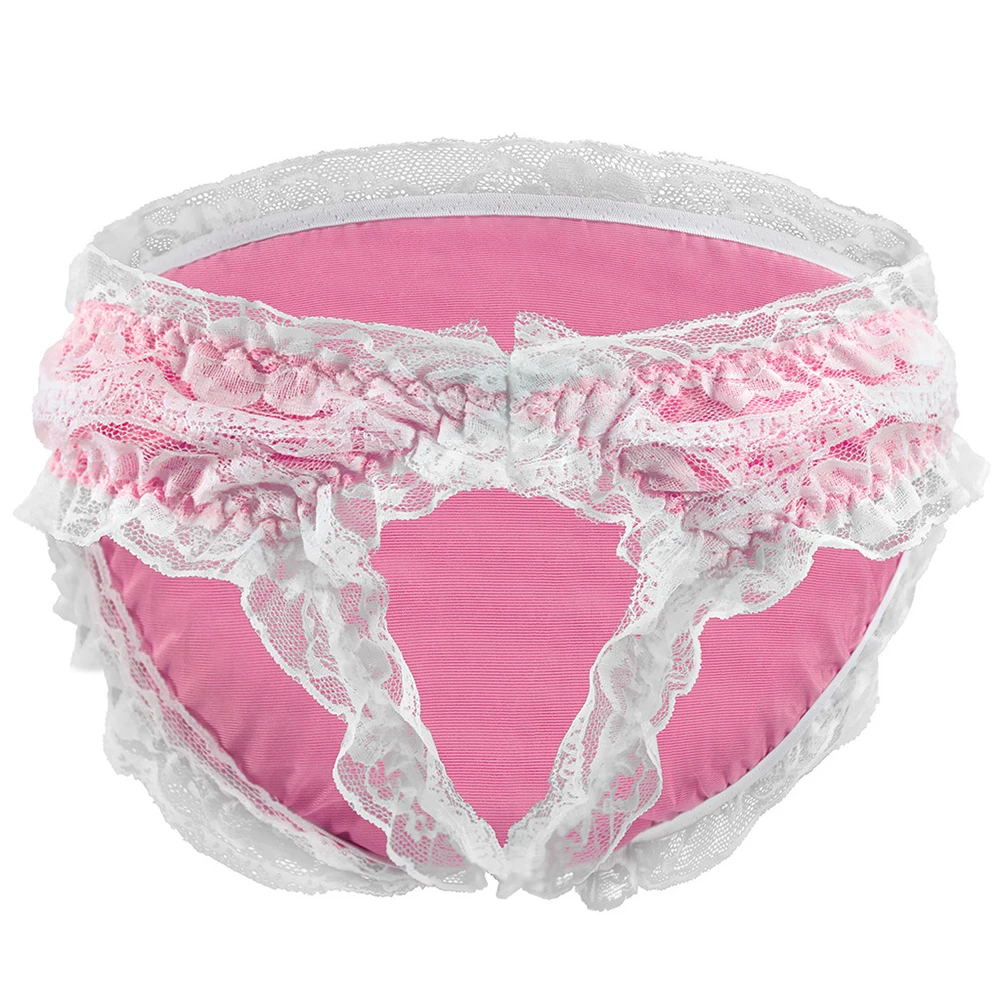 

New Open Pouch Thong Men Sexy Lace Girly Open Crotch Briefs Sissy Crossdress Panties Sexy Man Gay Underwear Sissy Underpants