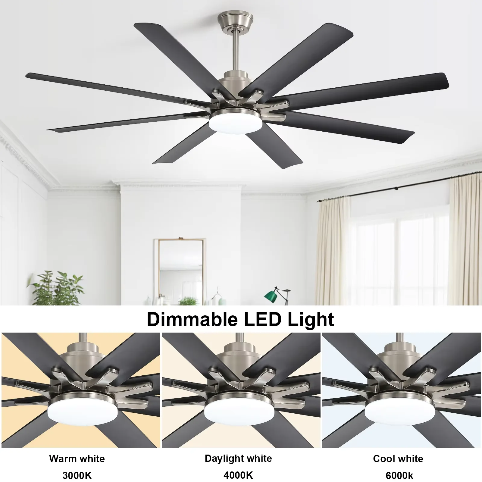 Remote Control Ceiling Fan, 66-Inch, LED 4