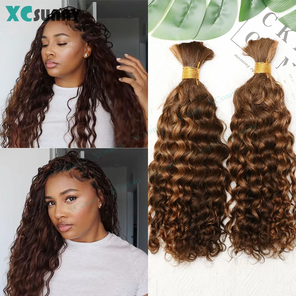 Bulk Human Hair For Braiding Color 4 30 613 Bulk Curly Human Hair Loose Deep Wave For Boho Braids Double Drawn Bundles Wholesale