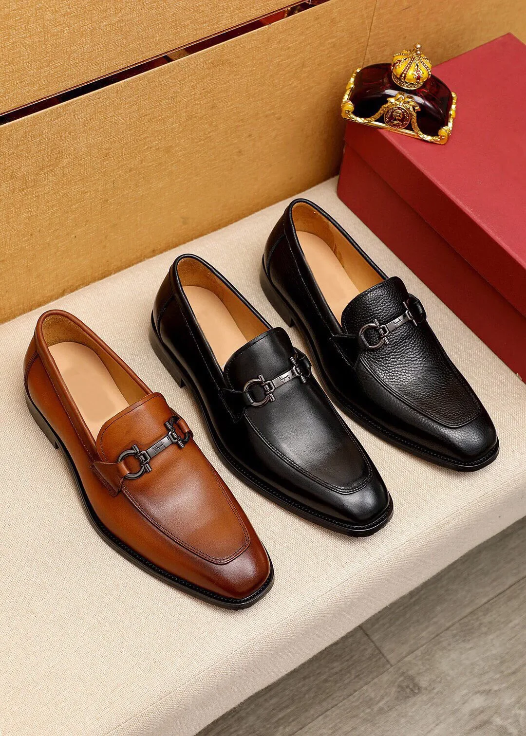 2023 Men Formal Business Brogue Dress Shoes Men's Casual Genuine Leather Flats Brand Designer Wedding Party Loafers Size 38-47