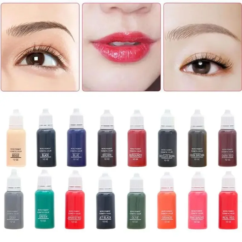 Permanent Makeup Color Eyebrow Dye 1pcs 15ml Plant Tattoo Ink Microblading Pigments Tattoos Eyebrow Lips 23 Color for Choose tattoo ink tattoo ink pigment