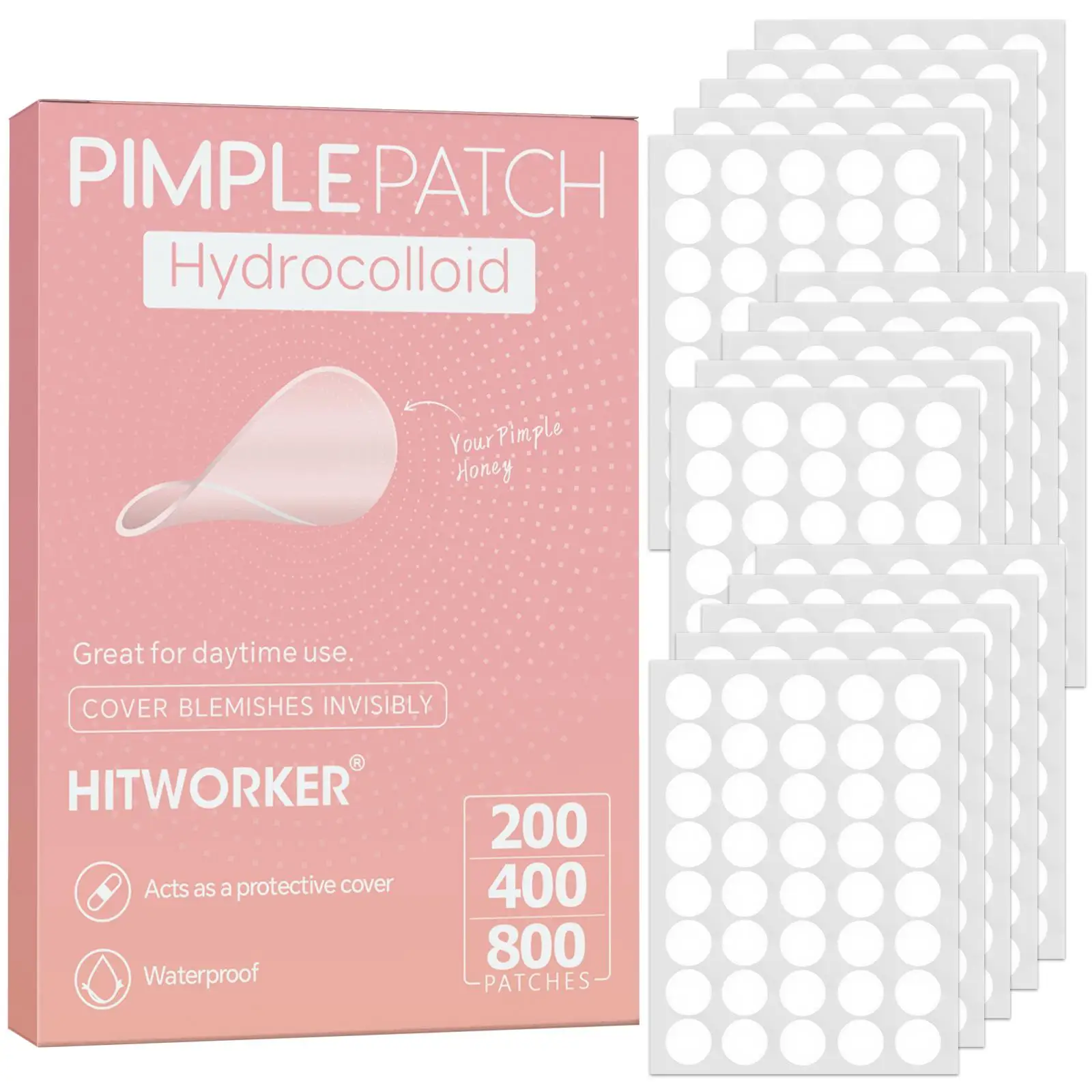 800/400/200 pieces/box of acne patches - non-alcoholic, used to absorb acne secretions, non irritating, essential for acne care 800/400/200 pieces/box of acne patches - non-alcoholic, used to absorb acne secretions, non irritating, essential for acne care