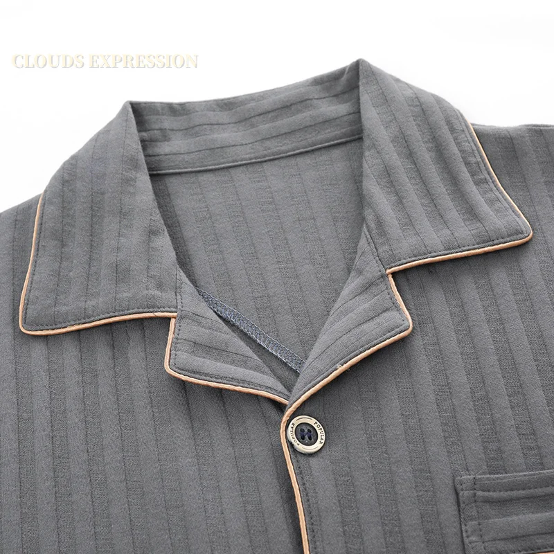 L-5XL Summer Knited Cotton Men's Pajamas Sets Long Pants Sleepwear Pyjamas Night Pijamas Plus Size Homewear PJ pajamas set man pajamas set
