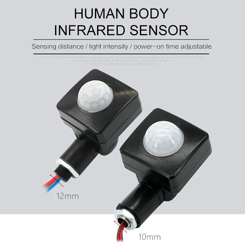 

New 220V Mini Human Body Infrared Sensor Ultra-thin Infrared Body Sensor Switch LED Flood Light PIR Motion Sensor Adjustable