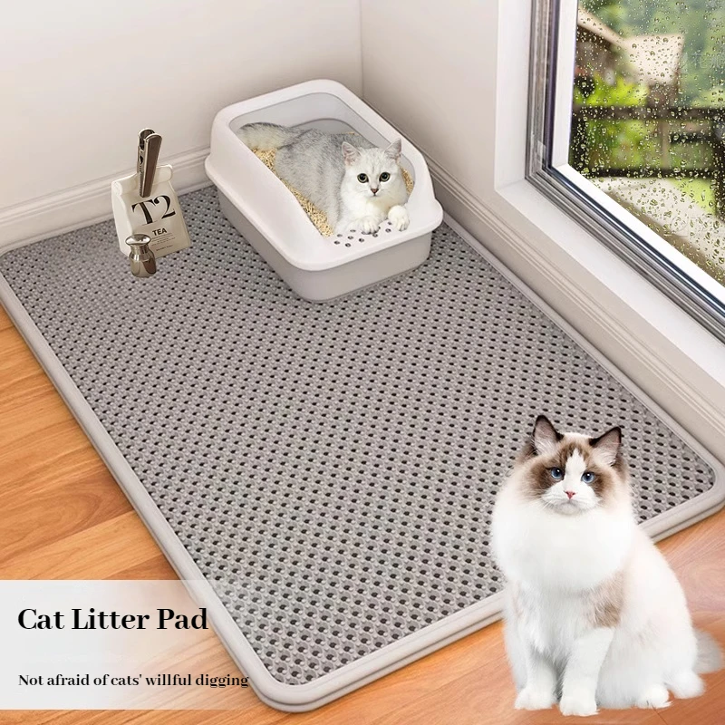 Anti Spill Cat Litter Mat Double Layer Pet Toilet Mat for Litter Box - Pink