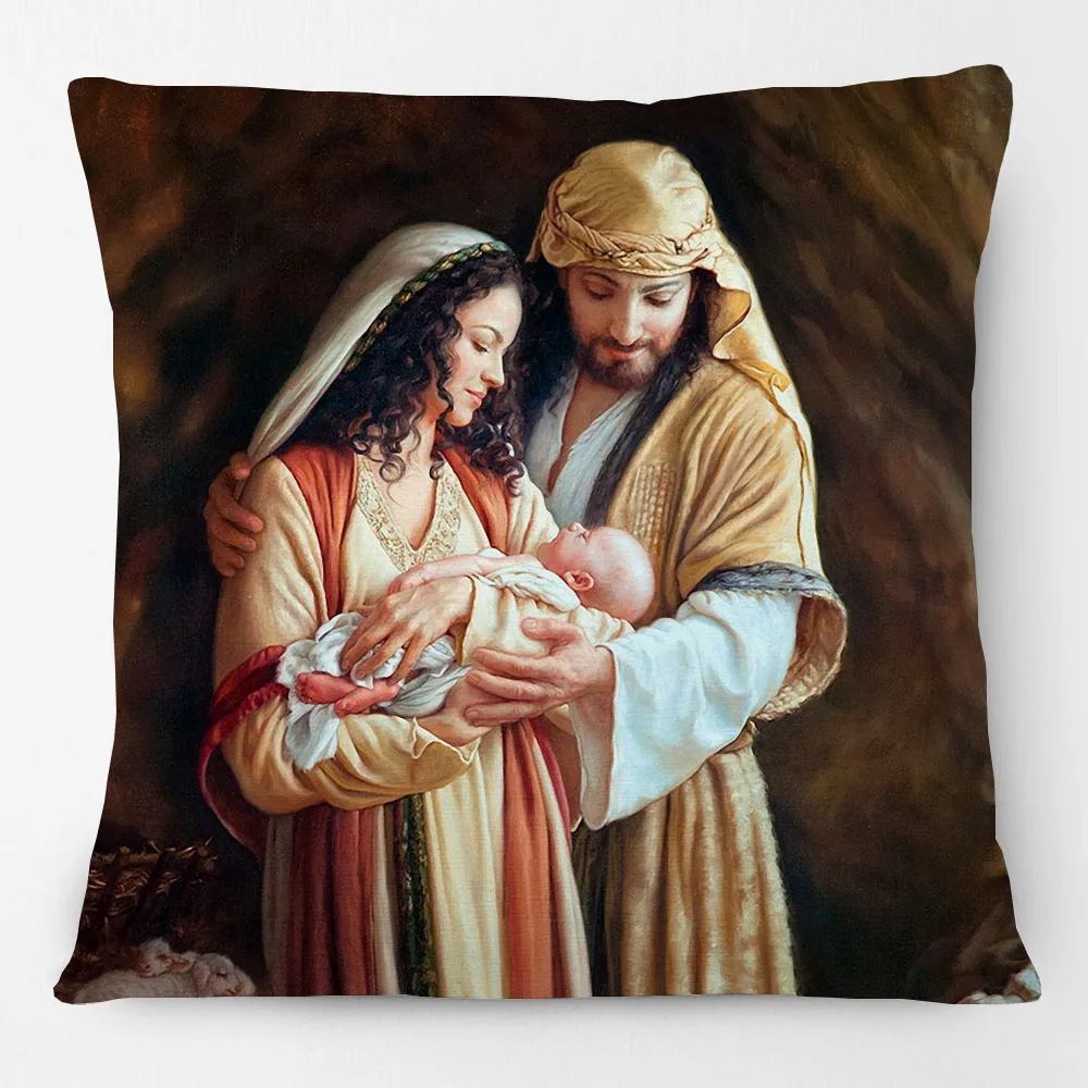 Holy Night Nativity Religious Christmas Decorative Pillow