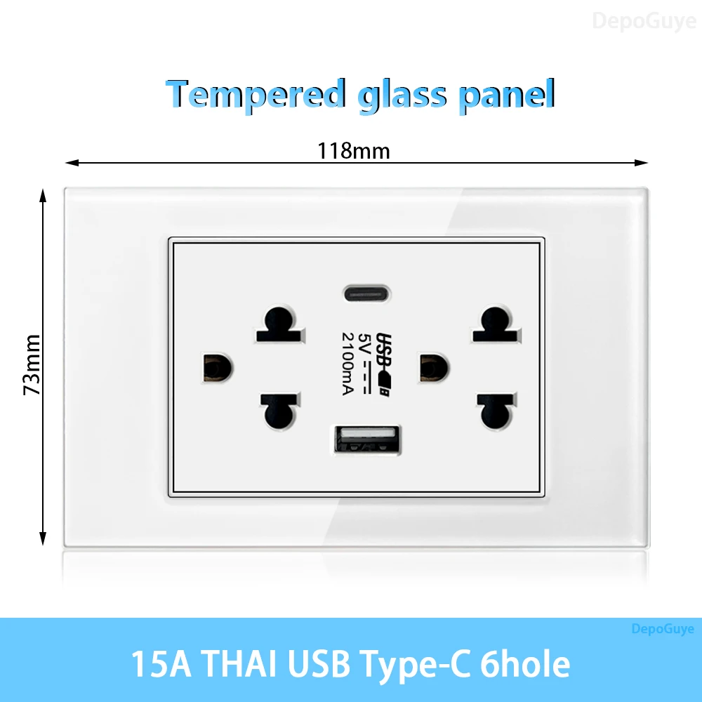 Presa Da Parete Con USB, Adattatore Multi-Funzione 2 Prese 250V E 2 Porte USB Caricabatterie Per Casa E Ufficio - 4
