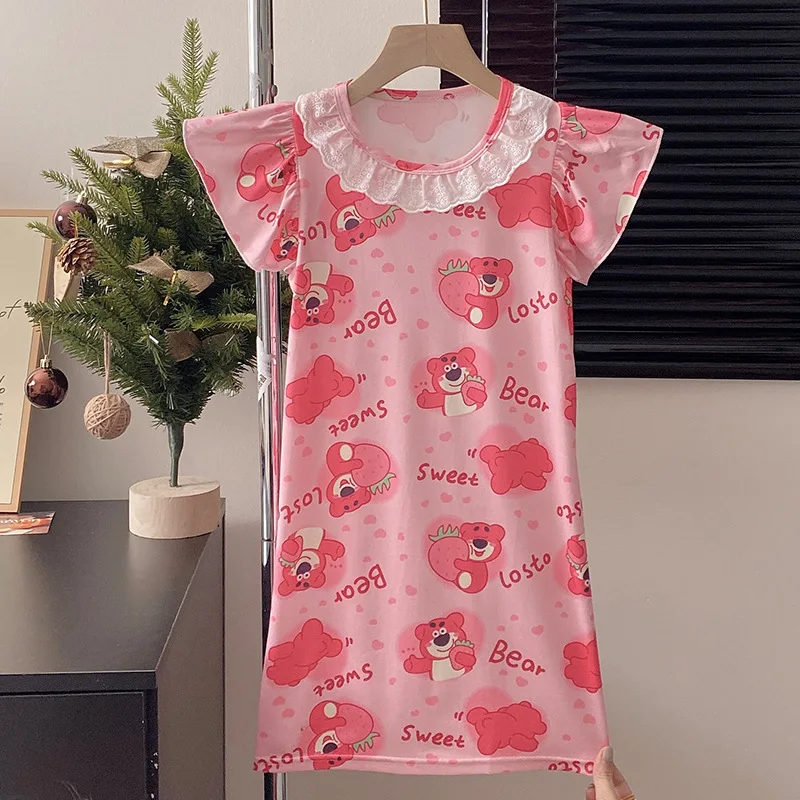 여아용 잠옷 및 로브, 공주 원피스 잠옷 로브, 아동복, 2024 여름